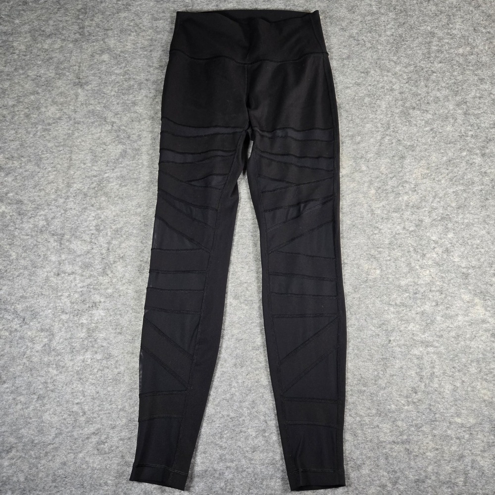 Lululemon‎ Womens Black Tight Stuff Tight Moto Mesh Panel Leggings 8